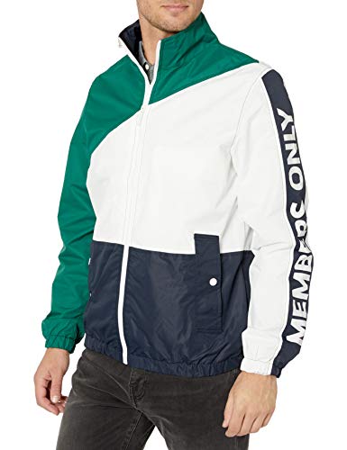 Members Only Men s Nautical Colorblock Windbreaker Jacket, Green, XXL