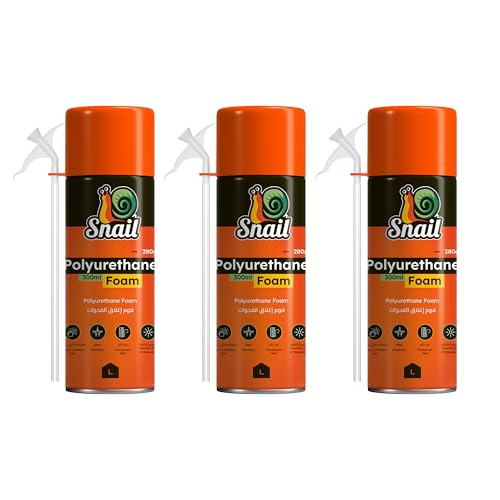 Lawazim Snail PU Foam Gaps & Cracks Fill Spray – Set of 3 Sealant Cans for Insulation and Filling Tasks 300ml