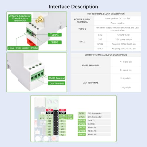 Module ESP32-S3 industriel RS485 CAN carte IoT Wi-Fi Bluetooth - 7