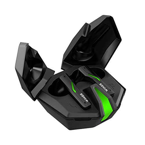 Wings Phantom 850 40ms Low Latency Wireless Earbuds, Bluetooth Headphones with App Support, Split Cover Gaming Case with LED Lights, 50 Hours Playtime,Quad ENC Mic, Touch Controls TWS Headsets