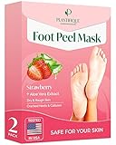 PLANTIFIQUE Foot Peeling Mask 2 Pack | Dermatologically Tested Repairs Heels & Removes Dry Dead Skin for Baby Soft Feet | Exfoliating Foot Peel Mask for Dry Cracked Feet | Strawberry