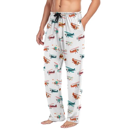 Laprad Men's Pajama Pants Lounge Comfy Pjs Bottoms Colorful Airplane Soft Sleep Pant with Pockets4