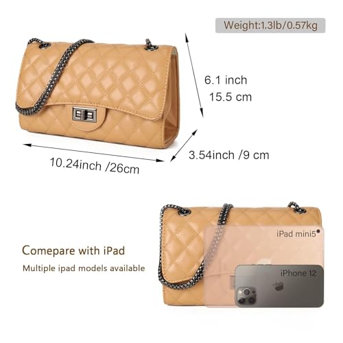 Image of Gladdon Quilted Crossbody Purse for Women Trendy Shoulder Bags | Stylish Shoulder Purse,Quilted Pattern,Structured bag,Chain Strap,Spacious Enough,Casual and Dressy Outfits,Any Occasion