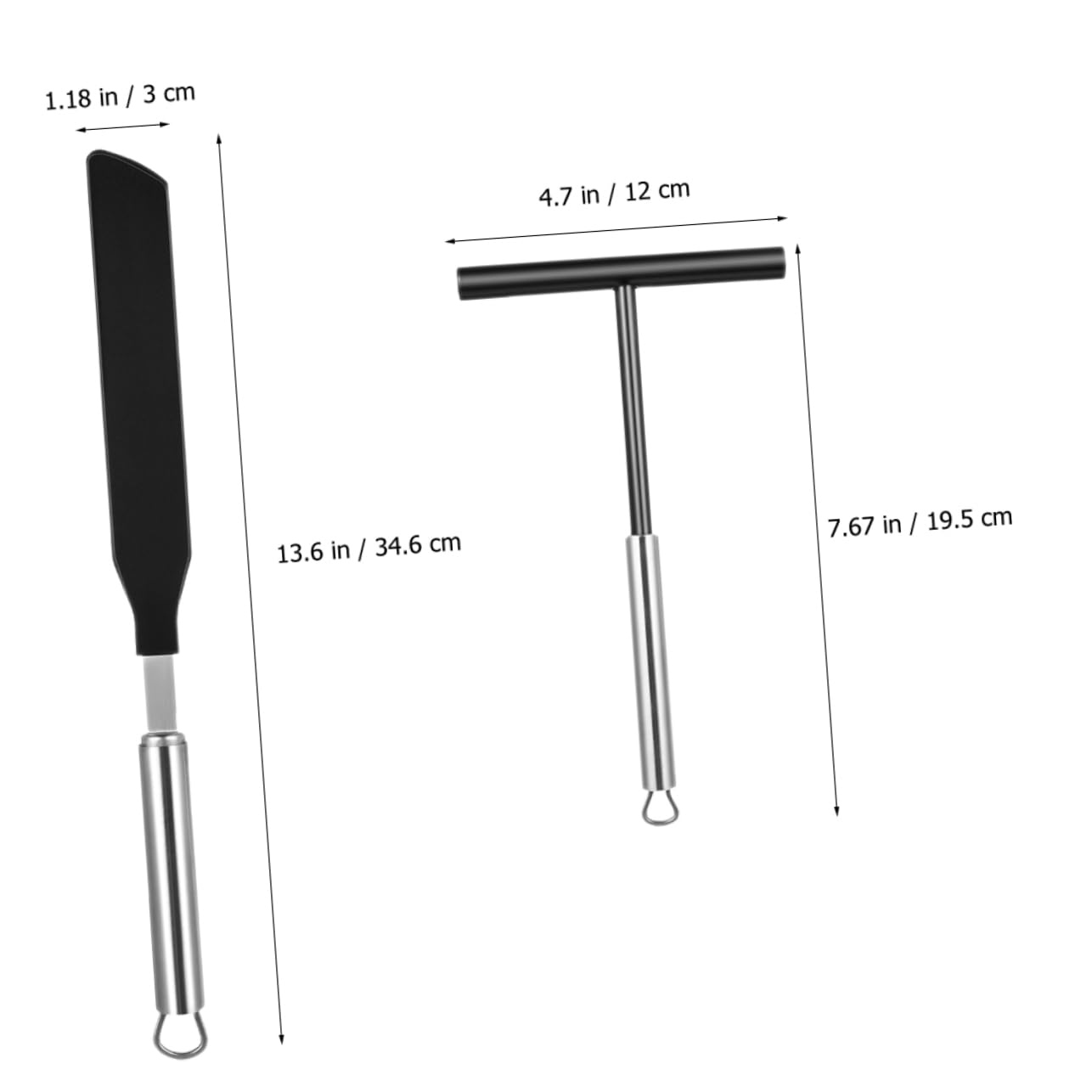 Espátula para Crepes de Acero Inoxidable, 2 Juegos | Grip Cómodo, Resistente a Roturas, para Pancake y Crepe, Utensilios de Cocina en Acero Inoxidable