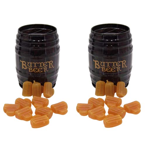 Harry Potter Inspired Butterbeer Chewy Candy in Barrel Tin, 2 Pack, Fun and Delicious Treat, 1.5 Ounce Tins