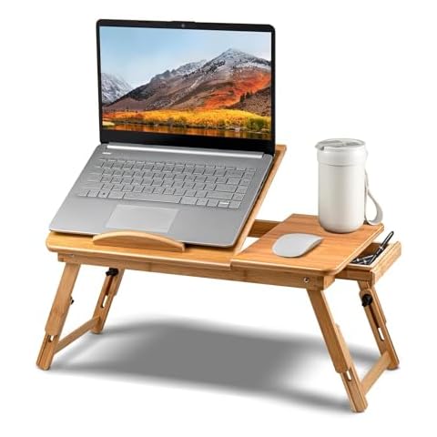 Holdfiturn Bamboo Adjustable Laptop Bed Table Cover