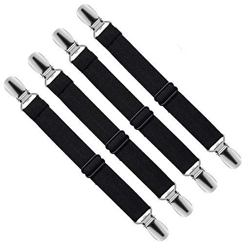 Lihao - Tensor ajustable para sábana bajera ajustable, fijación de sujeción para sábana bajera, sofá, funda de planchado (negro)