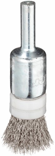Weiler 11110 0.006" Wire Size, 302 Stainless Steel Bristles, Banded, Solid End, Stem-Mounted Crimped Wire End Brush, Made In The Usa #TOP2
