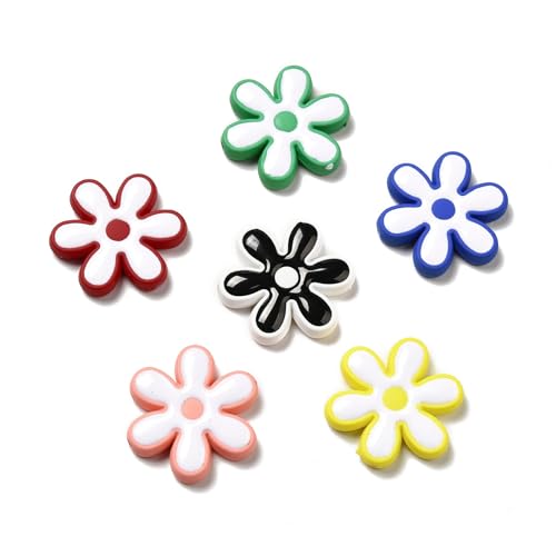 Ipotkitt 20 Pcs Opaque Acrylic Snowflake Beads with Enamel Flower Plastic Spacer Loose Beads Random Color Snowflake Shaped Beads for DIY Jewellery Making