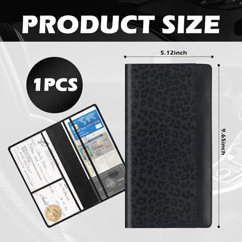 Car Registration and Insurance Holder with Magnetic Design,Leopard Print Registration and Insurance Card Holder Fits ID Cards Driver's License,PU Leather Car Document Holders2