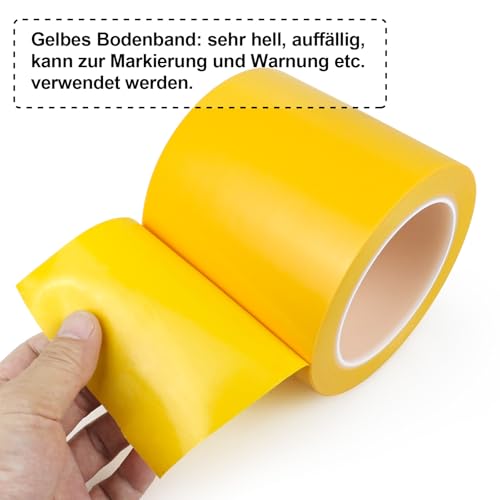 BOMEI PACK 100mmx33m Warnklebeband Gelb Warnband Gefahr Warnung PVC Für Bodenkennzeichnungen