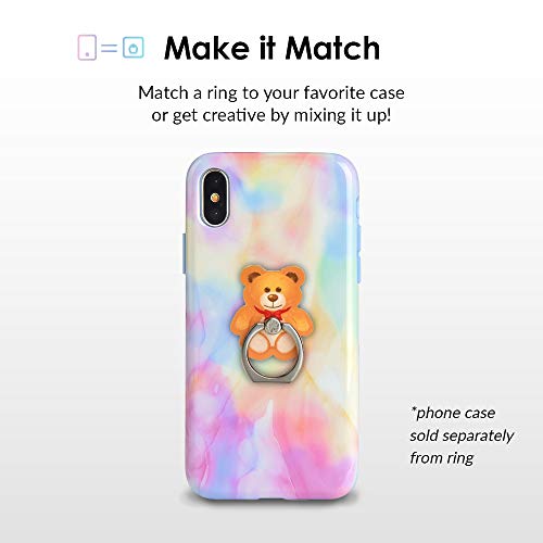 Image of Velvet Caviar Cell Phone Ring Holder - Finger Ring & Stand - Improves Phone Grip Compatible with iPhone, Galaxy and Most Cases (Except Silicone /Leather) - Teddy Bear