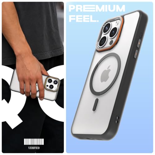 Image of Pikkme Back Cover for iPhone 15 Pro Max | Shockproof | Mag-Safe Compatible | Hard Transparent Back | Premium Raised Camera Protection | Bumper Case (Black Mag-Safe)