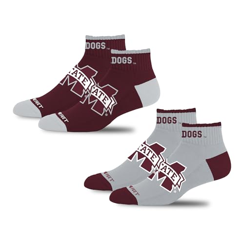 For Bare Feet NCAA MISSISSIPPI STATE BULLDOGS Front and Center Two Pack Team Color LARGE