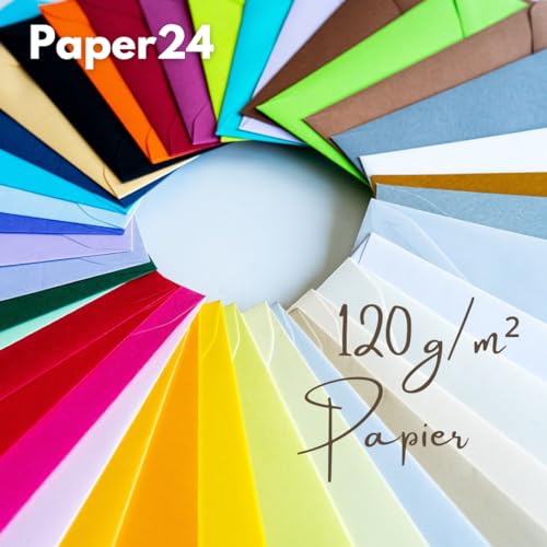 Paper24 25 DIN lang Briefumschläge mit Haftstreifen (ohne Fenster) 11x22 cm Zartcreme Chamois