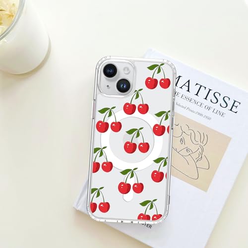 Houdqklee Magnetic for iPhone 14 Plus/15 Plus Case, Cute Girly Cherry-A Phone Case Compatible with MagSafe, Clear Soft Slim Fit Shockproof Protective Case for Women Girls for iPhone 14 Plus - image 6