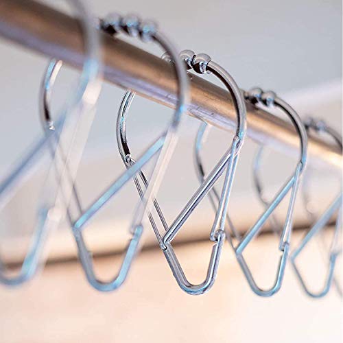 Kent & West - Shower Curtain Hooks | Easy To Install | Patented Design | Chrome Finish | Metal Rollers | Glides With Ease | Spring Loaded Gates | Set Of 12 #TOP3