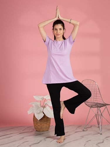 Image of 9shines Label Cotton Plus Size Long T-Shirt Tunic | Hip Covering Regular Top Nightwear| Sleepshirt Lounge wear for Women with Pocket (M-7XL)