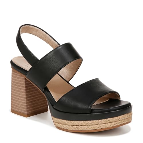 Naturalizer SOUL Womens Holly Platform Slingback Sandals Black Smooth 6.5 M