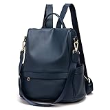 CHERUTY Women Backpack Purse PU Leather Anti-theft Casual Shoulder Bag Fashion Ladies Satchel Bags(Dark Blue)