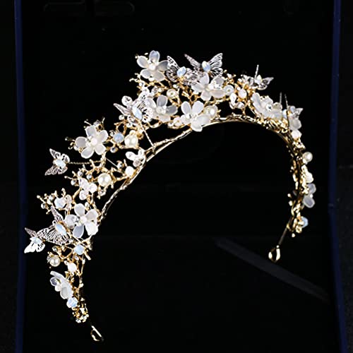 Lurrose Tiara de strass, coroa de borboleta, coroa de flores para noivas, casamentos, festas de form