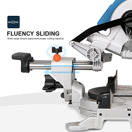 dsfen Gehrungssäge, 20 V, 185 mm, 7-1/4 Zoll, Kappsäge mit 3 n, 3500 U/min, Schrägschnitt (0°-45°) mit, Verlängerungstisch, Eisen-nschutz, Schneiden von Holz, PVC oder Weichmetall – Bild 7