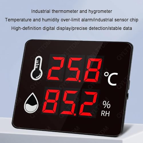 Higrómetro digital con pantalla LED, monitor de humedad de temperatura de alta precisión con alarma para uso industrial