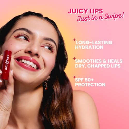 Image of Dot & Key Barrier Repair Hydrating Lip Balm SPF 50 | Cherry Crimson | Repairs Damaged Lip Barrier | High Tinted | 4.5 gm