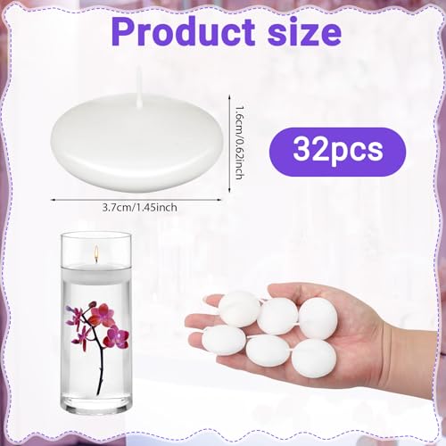 LFBEST 32 Stück Schwimmkerzen Weiss, Kerzen Schwimmende, Rauchfreie Schwimmende Kerzen, Wasserkerzen für Valentinstag, Hochzeiten, Verlobungsfeiern und Weihnachtsdekorationen