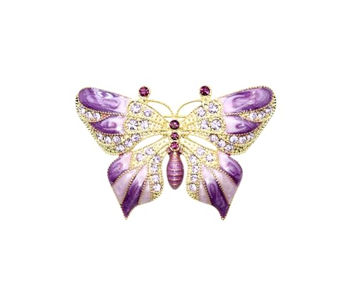 Image of Gorgeous Rhinestone Crystal Enamel Butterfly Pin Brooch