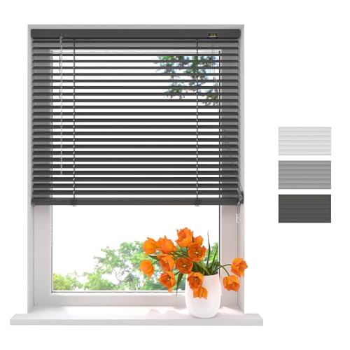 Radeco® Aluminium Jalousie 220 x 175 cm anthrazit 25mm lamellen, Größen von 40 bis 220 Breite, Fenster jalousien innen, lamellenrollo, Jalousie Aluminium, Jalousie 220 cm breit