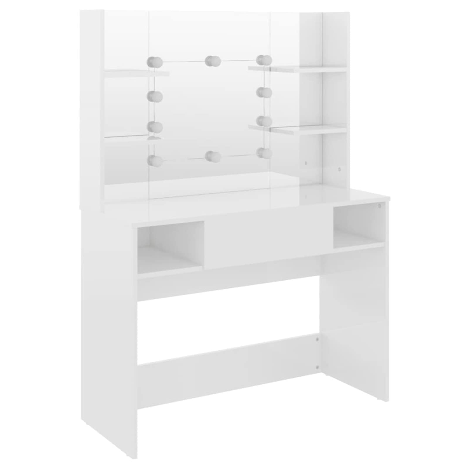 Lechnical Toeletta con Luci LED 100x40x135 cm in MDF Bianco Lucido,Toeletta Trucco,Toelette,Toeletta con Luci LED,Toeletta Camera da Letto