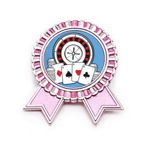Broche jeton de poker rose gagnant en métal pour personnaliser un vêtement triste