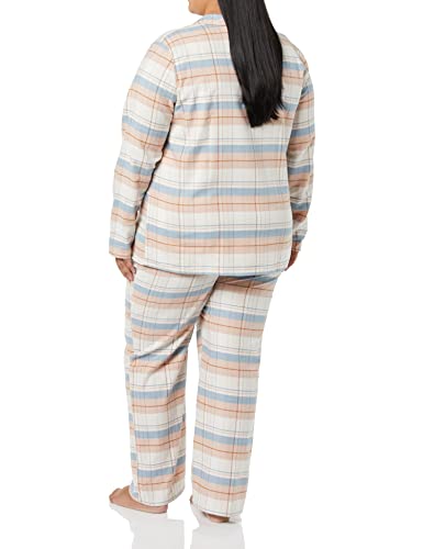 Image of Amazon Essentials Women's Flannel Long-Sleeve Button Front Shirt and Pant Pajama Set