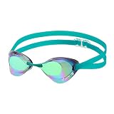 [ビュー] Blade 競泳用ゴーグル WORLD AQUATICS承認 レーシングモデル ミラー SWIPEくもり止め こするだけで視界クリア ノンクッション フィット設計 低抵抗 スモーク×エメラルド V121SAM SKEM 日本製