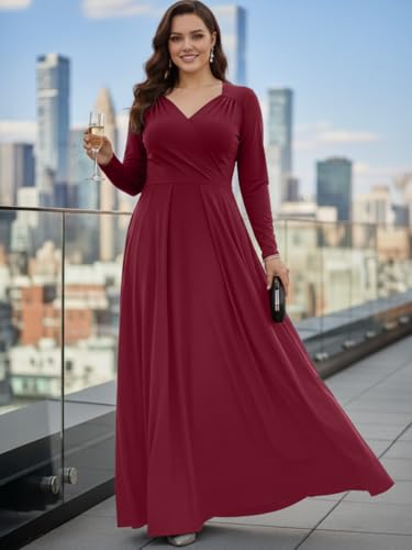 Image of KOH KOH Womens Long Sleeve Empire Cocktail Elegant Evening Versatile Maxi Dress