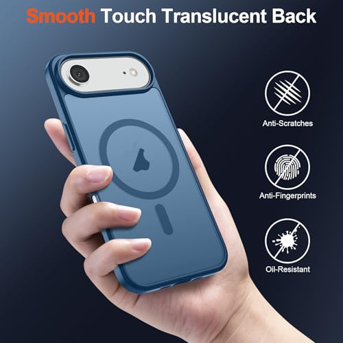 Image of SUPFINE Magnetic for iPhone Air Case (Compatible with MagSafe)(Military Grade Drop Protection) Slim Translucent Matte Shockproof with Anti-Fingerprint Phone Cover for 17 Air,Deep Blue