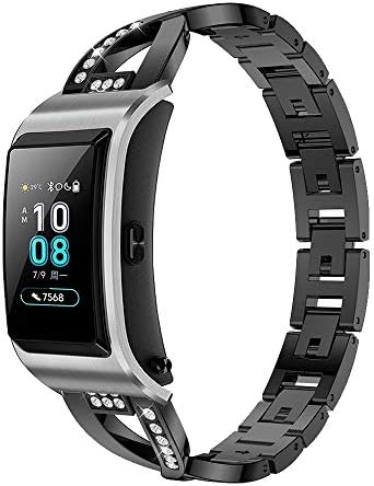 MagicQK Smart Watch Band Replacement Compatible for Huawei TalkBand B5 Adjustable Stainless Steel Straps (Black)