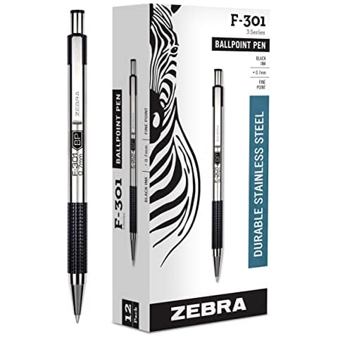 Zebra Pen F-301 Retractable Ballpoint Pen, 12-Pack Cover