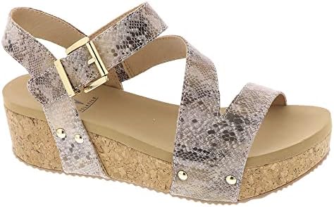 VOLATILE Women's Biloxi Vegan Leather Strappy Wedge Sandal, Rose Gold, 7M | Image 1
