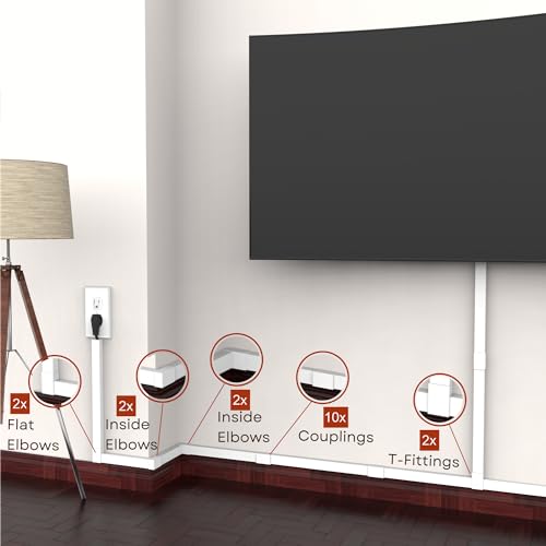 Image of Cord Hider, Wire Cover, Cord Covers Wall Mounted TV, Cable Hider, 157 in Paintable White Raceway Kit, Electrical Cords Concealer, Cable Management, Hide Cords Wall, Wire Molding, Adhesive Channel