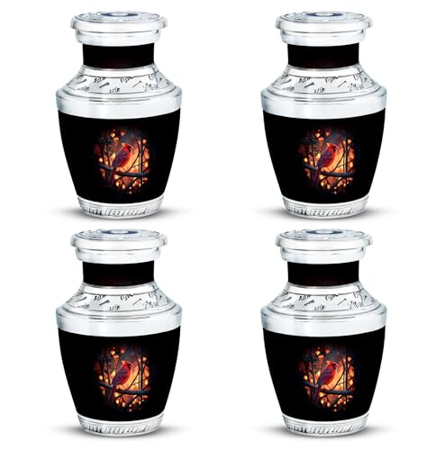 Image of Cardinal Bird Urn Small Cremation Urn for Ashes for Women 3 Inch 4 Qty | Decorative Little Burial Urns Keepsake Urns for Funeral