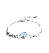 14K Gold Opal Bracelet for Women,Dainty Star Moissanite Round Opal Halo Chain Bracelet,Fashion Je...