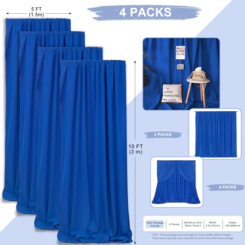 Image of Royal Blue Backdrop Curtains 20ft x 10ft Photo Shoot Polyester Backdrop Drapes for Wedding Party Engagement Decorations