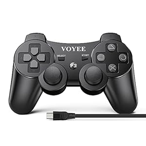 VOYEE PS3 Controller Wireless – Rechargable Remote Control/Gamepad with Charging Cable for Sony Playstation 3 (Black)