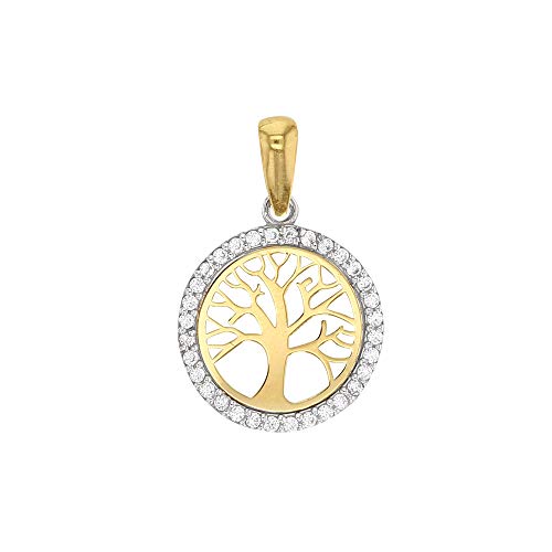 Pendentif arbre de vie Or 750 de prestige serti de zirconium étincelants
