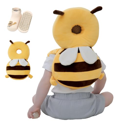 Image of Baby Head Protector Backpack with Safety, Toddler Adjustable Head Protection for Baby Walking and Falling Crawling, 0.5-3 Years 6-36 Months, Bee