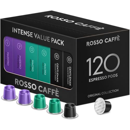 ROSSO Espresso Coffee Pods for Nespresso Original – 120 Count Dark Roast Flavors