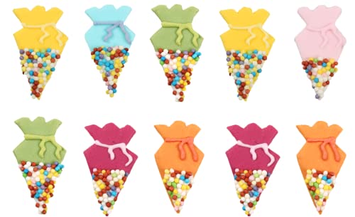 Kaffeehaus Diamant - Zuckerdekoration Schulanfang - 10 Schultüten für Mädchen und Jungen - Backdeko zum Schulstart - Deko für Torten, Cupcakes | essbar Cover