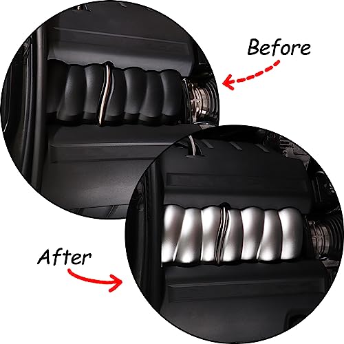 Image of Engine Shroud Cover Panel Trims Cover Compatible with Chevy Corvette C6 2005-2013, Aluminum Car Fuel Engine Trim Covers Accessories (Silver)